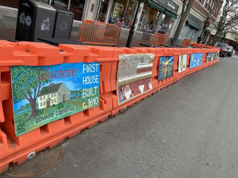 Art on barriers at First House Pub