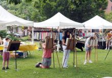 People create paintings