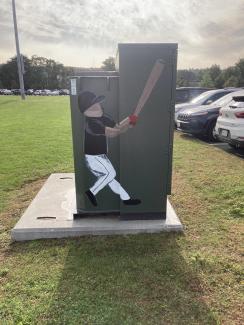Utility box with baseball player