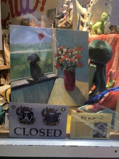 Art in August artworks in shop window