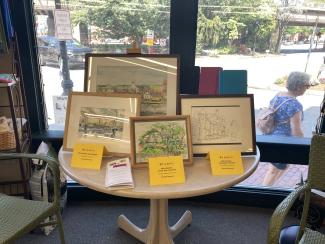 Art in August drawings by David Hummon at Book Ends