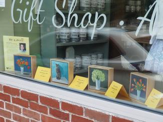 Art in August artworks in shop window