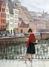 The Lady in Red: watercolor