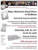 A past Mass. Memories Road Show flier for Waltham